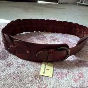 BELTISCOOL Brown Braided Wide Belt Buckle Accent Adjustable Women's Size L